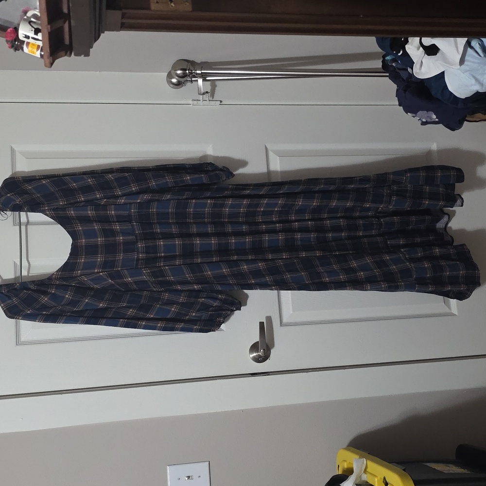 Plaid Long Sleeve Maxi Dress
